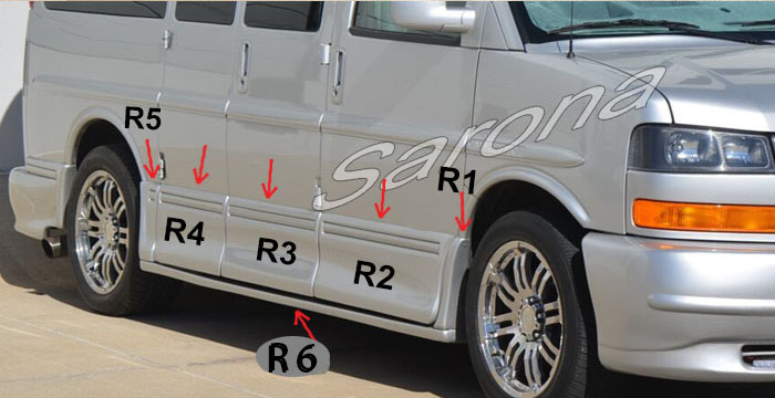 Custom Chevy Express Van  Short Wheel Base Side Skirts (2003 - 2024) - $1890.00 (Part #CH-028-SS)